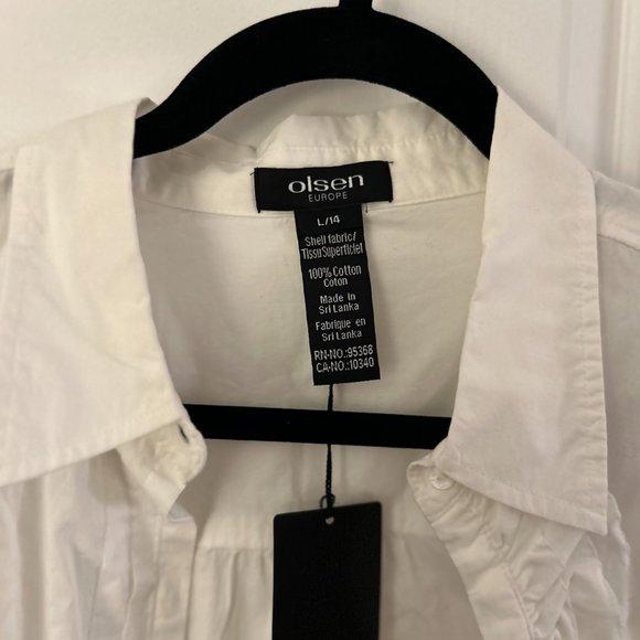 Olsen Women's White Long sleeve Blouse size large (14) - Picture 3 of 11